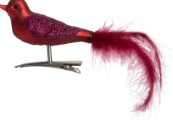 Intratuin kerstclip Bira vogel rood 15 x 8 x 5 cm 2 stuks