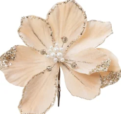 Intratuin kerstclip bloem beige D 16 H 20 cm