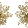 Intratuin kerstclip bloem goud D 13,5 cm 2 stuks