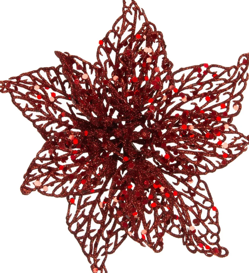 Intratuin kerstclip bloem rood D 20 H 5 cm