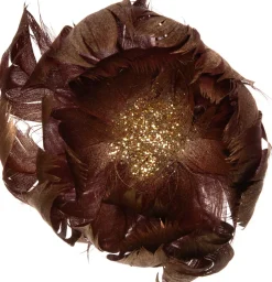 Intratuin kerstclip bloem van veren glitter goud D 10 H 7 cm