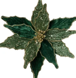 Intratuin kerstclip bloem Velvet groen 15 x 0,5 x 25 cm