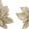 Intratuin kerstclip Fleir bloem beige D 14 cm 2 stuks