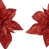 Intratuin kerstclip Fleir bloem rood D 14 cm 2 stuks