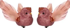 Intratuin kerstclip Hibou uil roze 12,7 x 9 x 5 cm 2 stuks