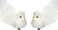 Intratuin kerstclip Hibou uil wit 12,7 x 9 x 5 cm 2 stuks