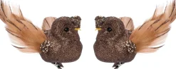 Intratuin kerstclip Hibou uil bruin 12,7 x 9 x 5 cm 2 stuks