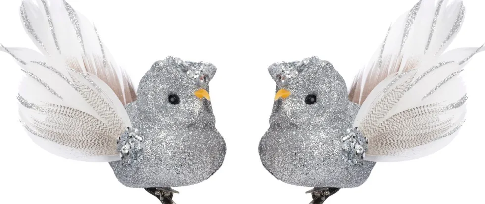 Intratuin kerstclip Hibou uil zilver 12,7 x 9 x 5 cm 2 stuks