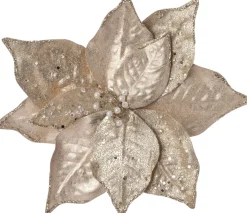 Intratuin kerstclip Josa bloem goud D 24 H 24 cm