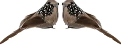 Intratuin kerstclip Joze vogel bruin stippen 10 x 4 x 5 cm 2 stuks