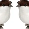Intratuin kerstclip Joze vogel wit / bruin 13 x 5 x 5 cm 2 stuks