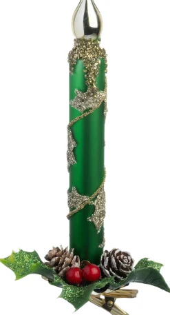 Intratuin kerstclip kaars groen 13 x 1,5 x 1,5 cm
