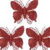 Intratuin kerstclip Laurie vlinder rood 10 x 10 cm 3 stuks