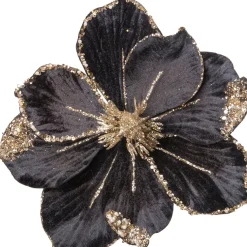 Intratuin kerstclip Marjory bloem zwart D 20 cm