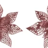 Intratuin kerstclip Nira bloem roze D 22 cm 2 stuks
