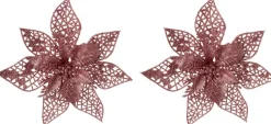 Intratuin kerstclip Nira bloem roze D 22 cm 2 stuks