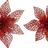 Intratuin kerstclip Nira bloem rood D 22 cm 2 stuks