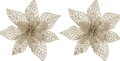 Intratuin kerstclip Nira bloem beige D 22 cm 2 stuks