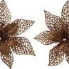 Intratuin kerstclip Nira bloem bruin D 22 cm 2 stuks
