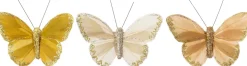 Intratuin kerstclip Papilo vlinder goud 10 x 7 x 2 cm 3 stuks