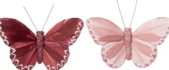 Intratuin kerstclip Papilo vlinder roze 12 x 9 x 2 cm 2 stuks