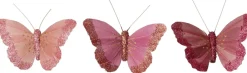 Intratuin kerstclip Papilo vlinder roze 13,5 x 10 x 3 cm 3 stuks