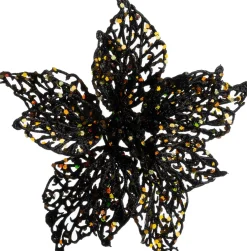 Intratuin kerstclip Phoenix bloem zwart / goud D 20 H 5 cm