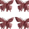 Intratuin kerstclip Phoenix vlinder roze 18 x 8 x 1 cm 4 stuks