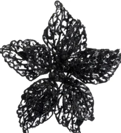 Intratuin kerstclip Phoenix bloem zwart D 20 H 5 cm