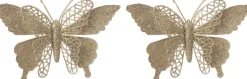 Intratuin kerstclip Siela vlinder beige 18 x 18 cm 2 stuks
