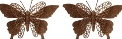Intratuin kerstclip Siela vlinder bruin 18 x 18 cm 2 stuks