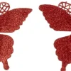 Intratuin kerstclip Siela vlinder rood 18 x 18 cm 2 stuks