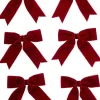 Intratuin kerstclip strik bordeaux 12 x 12 cm 6 stuks