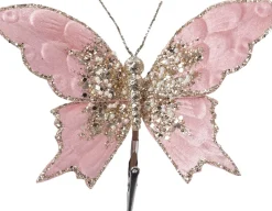 Intratuin kerstclip vlinder roze 15 x 18 cm