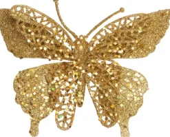 Intratuin kerstclip vlinder goud 18 x 8 x 1 cm 4 stuks