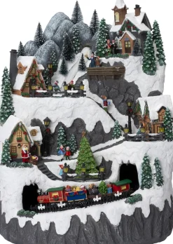 Intratuin kerstdorp bergdorp met trein 97,5 x 25,5 x 47 cm