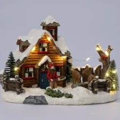 Intratuin kerstdorp boshuisje met herten 22,7 x 15 x 15,5 cm