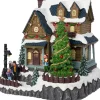 Intratuin kerstdorp huis met kerstboom 23,5 x 19,5 x 22 cm