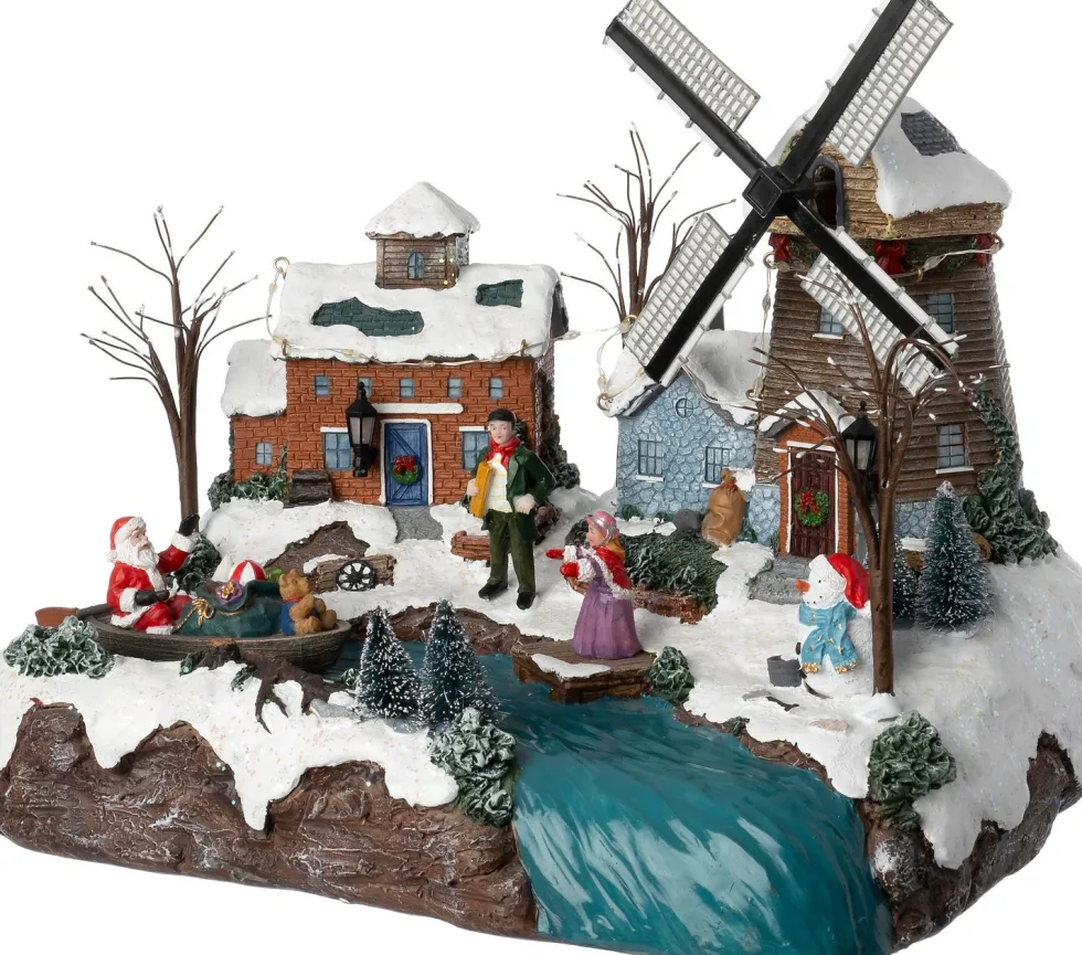 Intratuin kerstdorp huis met molen 31 x 22,5 x 25,5 cm