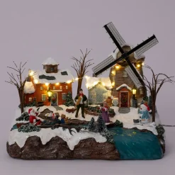 Intratuin kerstdorp huis met molen 31 x 22,5 x 25,5 cm
