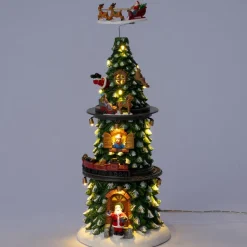 Intratuin kerstdorp kerstboom met tafereel 14,2 x 14,5 x 37 cm
