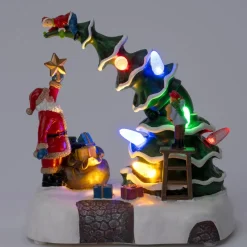 Intratuin kerstdorp kerstman met kerstboom 15,5 x 11,5 x 19 cm