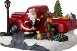 Intratuin kerstdorp kerstman met truck 17,3 x 14,5 x 23,3 cm
