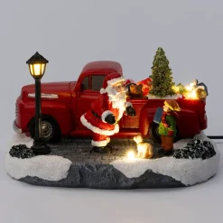 Intratuin kerstdorp kerstman met truck 17,3 x 14,5 x 23,3 cm