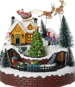 Intratuin kerstdorp met huisje en trein 19,5 x 18,5 x 21 cm