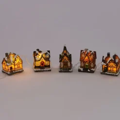 Intratuin kerstdorp met kerk en LED verlichting H 8 cm
