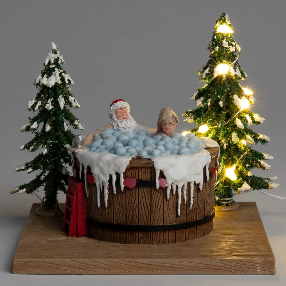 Intratuin kerstdorpminiatuur kerstman hot tub 11,5 x 11,5 x 11 cm