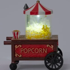 Intratuin kerstdorpminiatuur popcornkar rood / wit 9 x 6 x 10 cm