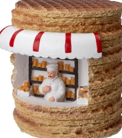 Intratuin kerstdorpminiatuur stroopwafelkraam 10,2 x 12 x 11 cm