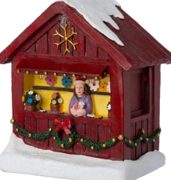 Intratuin kerstdorpminiatuur Piran bloemenkraam 9,5 x 6,5 x 12 cm